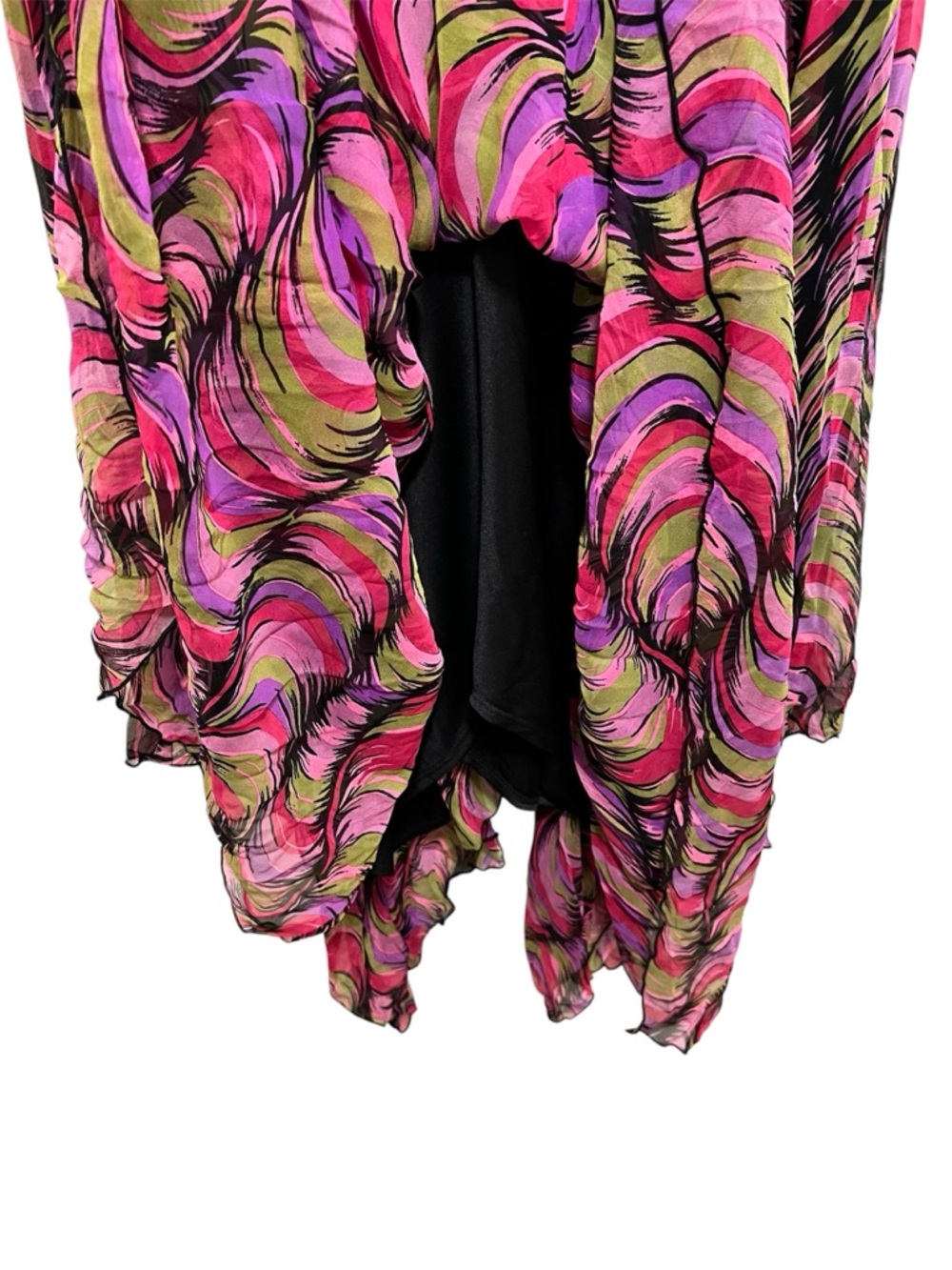 NWT Vintage Y2K Betsey Johnson New York Sheer Silk Handkerchief Hem Runway Dress - Picture 10 of 13